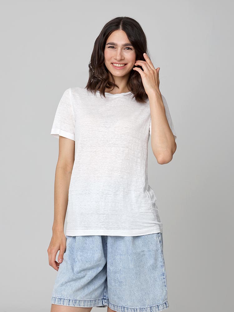Белая женская футболка из 100% конопли натуральная Uzor Wear